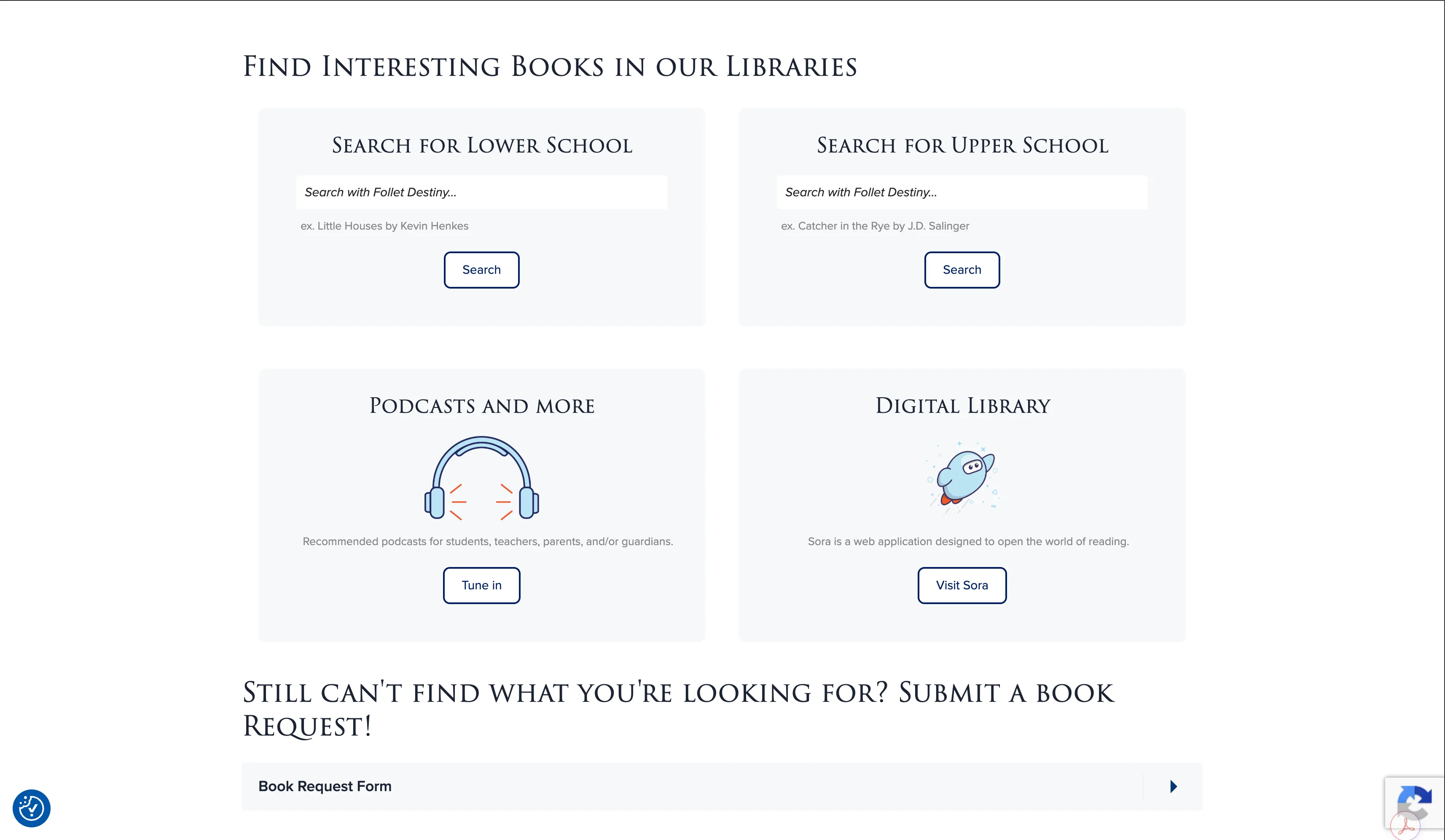 Lower section of the TASIS Portugal Libraries page, showing embedded resources and links to library catalogues.